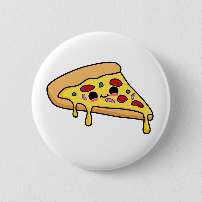 Cute Kawaii Pizza Slice Knapp (Framsida)