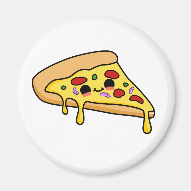 Cute Kawaii Pizza Slice Magnet (Framsidan)