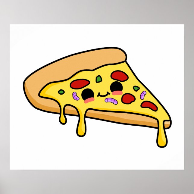 Cute Kawaii Pizza Slice Poster (Framsidan)