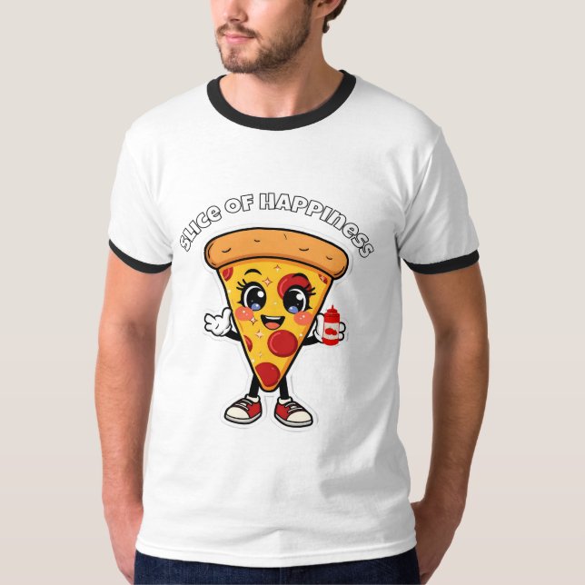 Cute Kawaii Pizza T-Shirt  (Framsida)