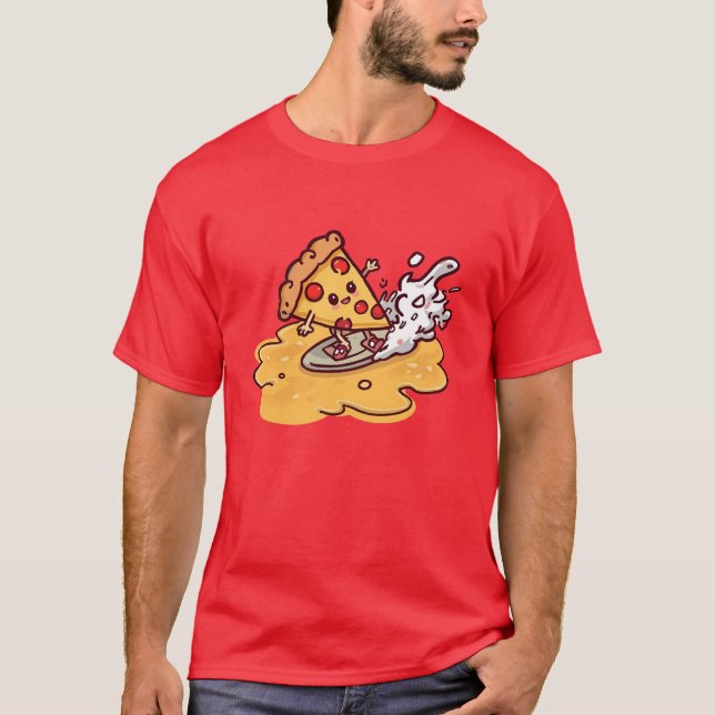 Cute Kawaii Pizza T-Shirt Funny Cheesy Cartoon (Framsida)