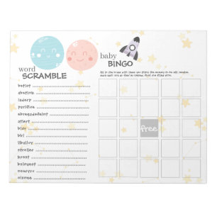 Cute Kawaii Planet Baby Gender Reveal Games Anteckningsblock