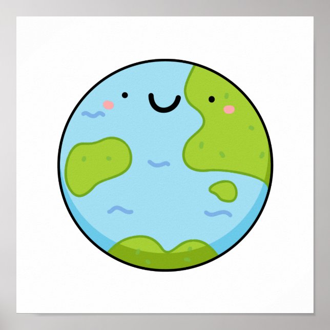Cute Kawaii Planet Earth Poster (Framsidan)