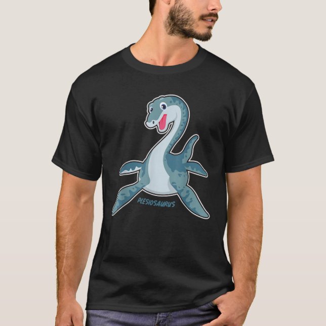 Cute Kawaii Plesiosaurus Dinosaurs Graphic Gift T Shirt (Framsida)