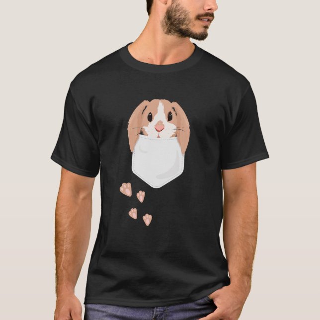 Cute Kawaii Pocket Bunny Egg Glad påsk Söndag T Shirt (Framsida)