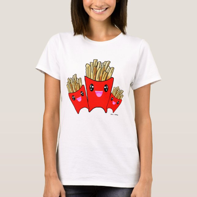 Cute kawaii Potatis Fransk fries foodie Fast food T Shirt (Framsida)