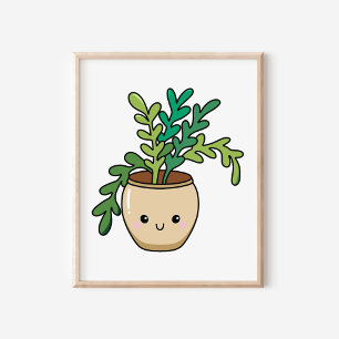 Cute Kawaii Poted Plant Art Poster