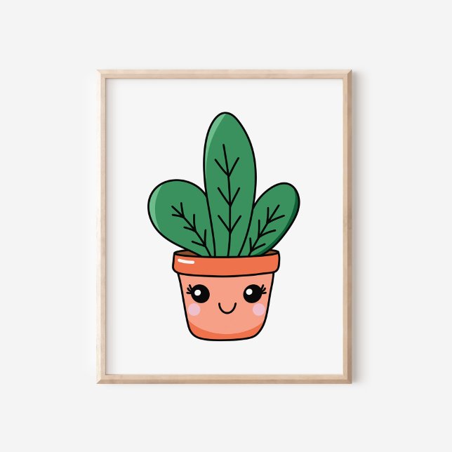 Cute Kawaii Poted Snake Plant Art Poster (Skapare uppladdad)
