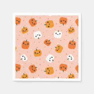 Cute Kawaii Pumpkin Ansikte Mönster Pappersservett