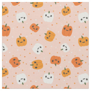Cute Kawaii Pumpkin Ansikte Mönster Tyg