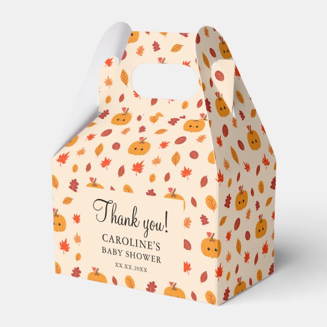 Cute Kawaii Pumpkin Fall Höst löv Baby Shower Presentaskar (Framsidan Sidan)