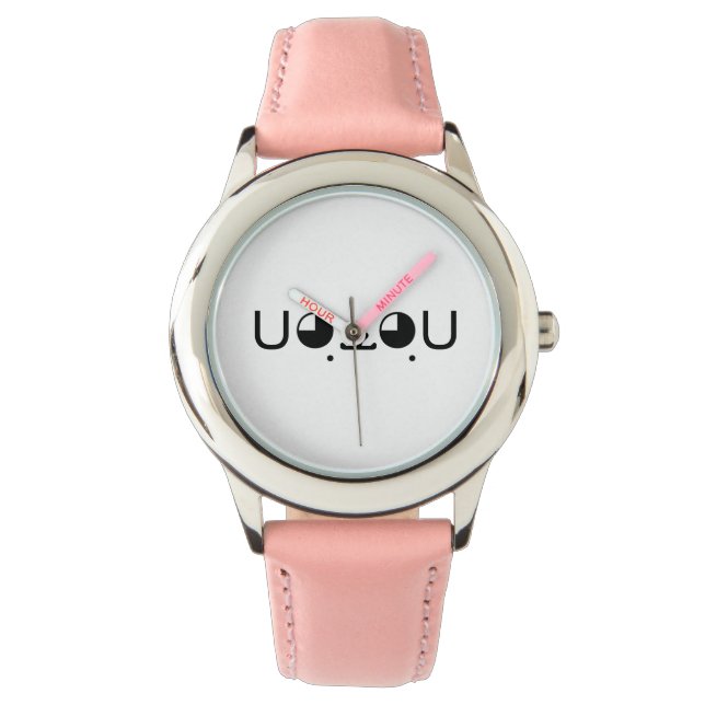 Cute Kawaii Puppy Hund Japanska Kaomoji Emoticon Armbandsur (Framsida)