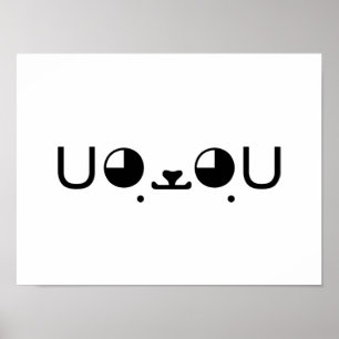 Cute Kawaii Puppy Hund Japanska Kaomoji Emoticon Poster