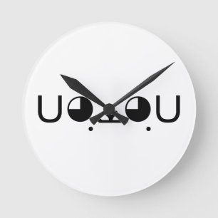 Cute Kawaii Puppy Hund Japanska Kaomoji Emoticon Rund Klocka