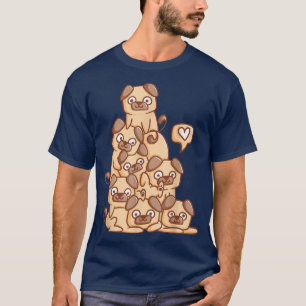 Cute Kawaii Puppy Pug Hund Pile Chibi Women Girls T Shirt