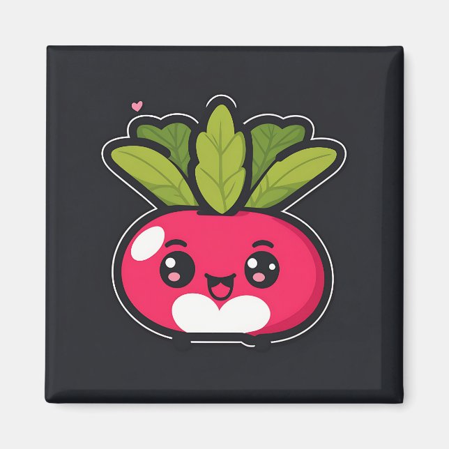 Cute Kawaii Radish Magnet (Framsidan)