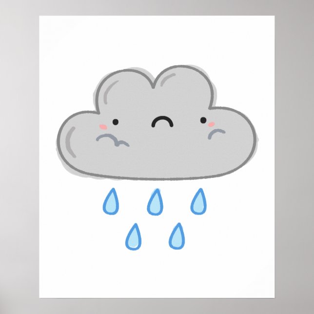 Cute Kawaii Rain Cloud Poster (Framsidan)
