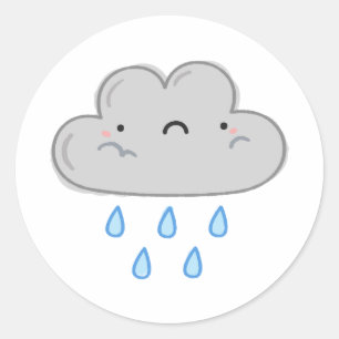 Cute Kawaii Rain Cloud Runt Klistermärke