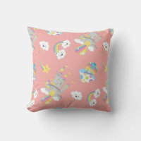 Cute Kawaii Rainbow Castle Lycklig Clouds Coral