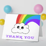Cute Kawaii Rainbow Cloud Kids Thank you Card Tack Kort<br><div class="desc">Cute Kawaii Rainbow Cloud Kids Thank you Card. The design has a cute kawaii cloud drawing with a rainbow.</div>
