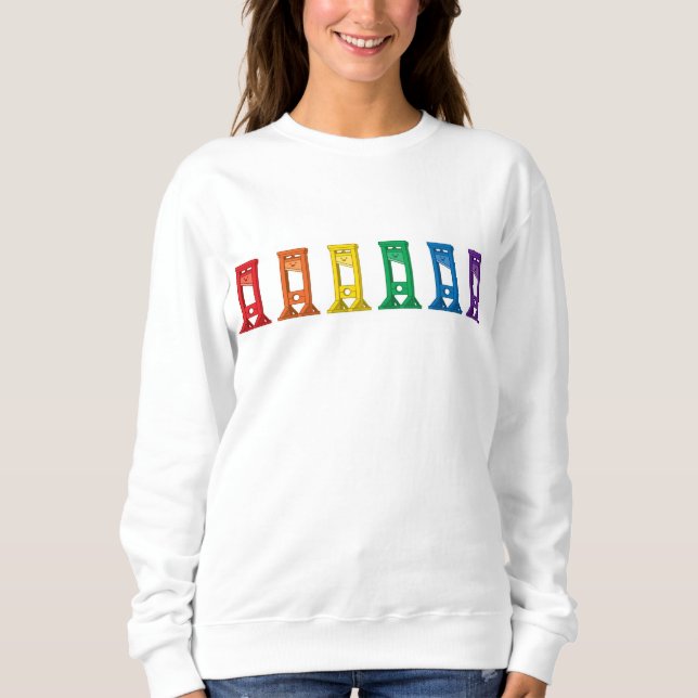 Cute Kawaii Rainbow Guillotine White Sweatshirt T Shirt (Framsida)