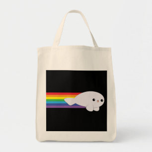 Cute Kawaii Rainbow Rocket Baby Seal Livsmedel Toi Tygkasse