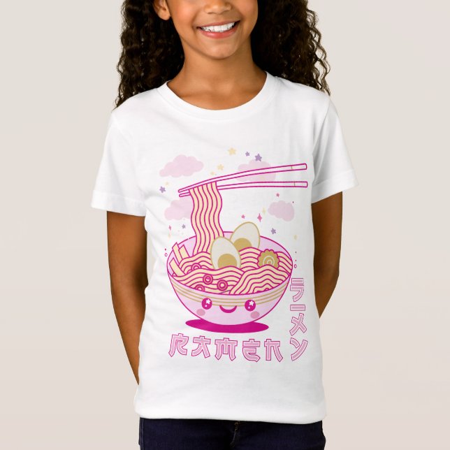 Cute Kawaii Ramen Anime Noodles Ramen Girls, Tonår T Shirt (Framsida)