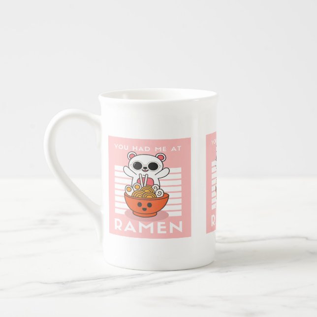 Cute Kawaii Ramen Benporslin Mugg (Vänster)