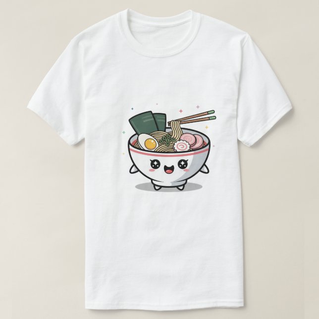 Cute Kawaii Ramen Bowl T Shirt (Design framsida)