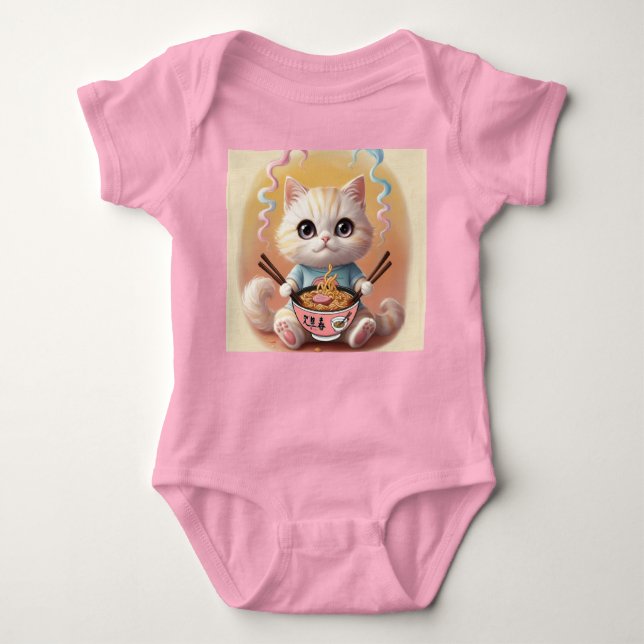 Cute Kawaii Ramen Cat Baby Bodydräkt - Adsible Noo T Shirt (Framsida)