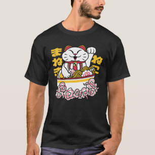 Cute Kawaii Ramen Cats Japansk Anime-Tecknad T Shirt