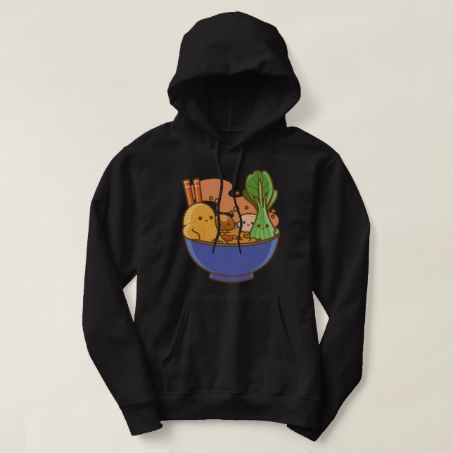 Cute Kawaii Ramen Japan Food Ansikte Anime Kid Dra Hoodie (Design framsida)
