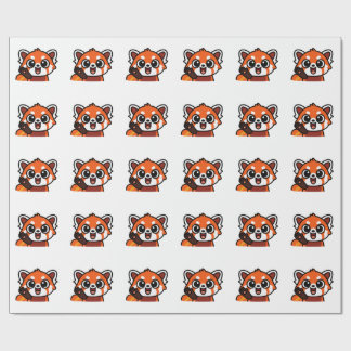 Cute Kawaii Red Panda Pattern Wrapping Paper for G Presentpapper