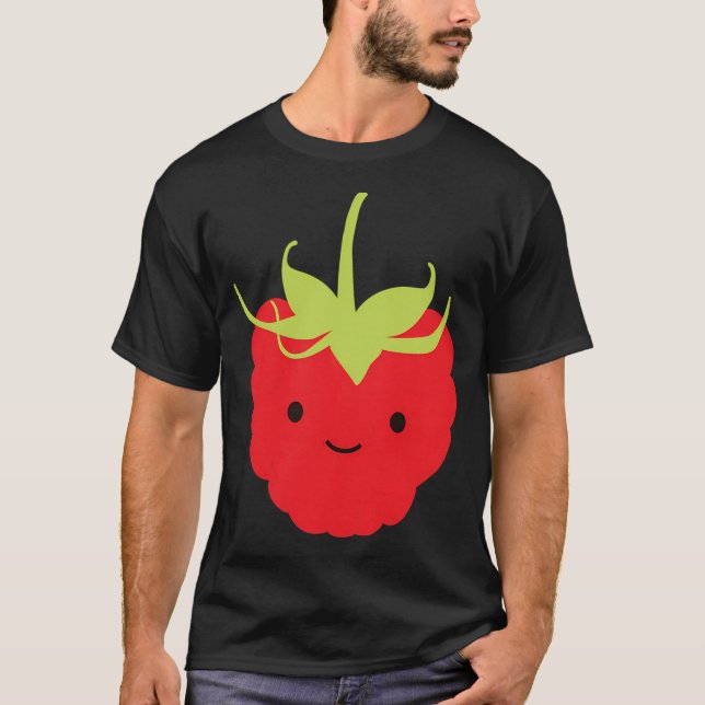 Cute Kawaii Red Raspberry T Shirt (Framsida)