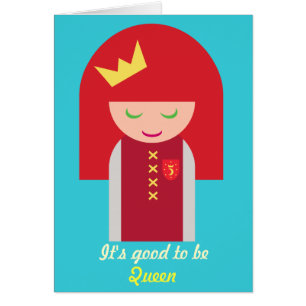 Cute Kawaii Redhead Warrior Bra Girl Queen Hälsningskort