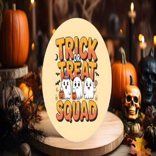Cute Kawaii Retro Ghost Bus eller godis Halloween Runt Klistermärke