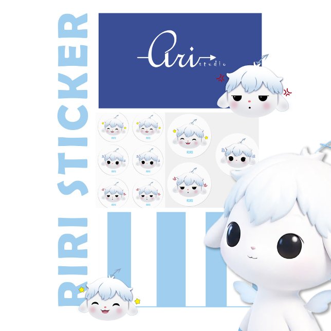 Cute Kawaii Riri Emotion Sticker Sheet (Skapare uppladdad)