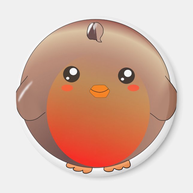 Cute kawaii robin Red bröstmagnet Magnet (Framsidan)