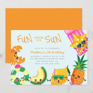 Cute Kawaii-Roligten under Sol Barns födelsedag Inbjudningar