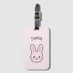 Cute Kawaii Rosa Bunny och Polka dots Bagagebricka