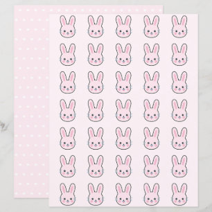 Cute Kawaii Rosa Bunny Polka dots Scrapbook Papper