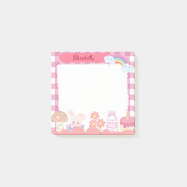 Cute Kawaii Rosa Characters Personlig Customer Post-it Block