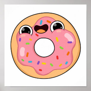 Cute Kawaii Rosa Donut Poster