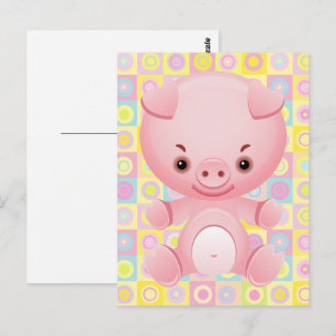 Cute Kawaii ROSA gris Mönster PostCard Vykort