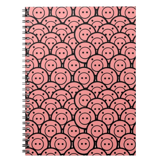 Cute Kawaii Rosa Grisar & Piglets Mönster Vector A Anteckningsbok (Framsidan)