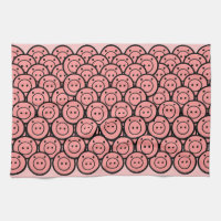 Cute Kawaii Rosa Grisar & Piglets Mönster Vector A