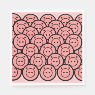 Cute Kawaii Rosa Grisar & Piglets Mönster Vector A Pappersservett