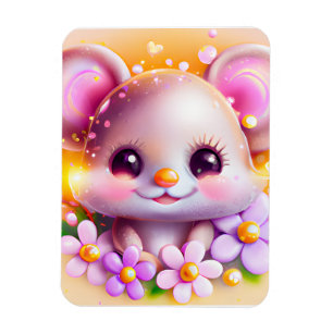 Cute Kawaii Rosa Mouse Magnet