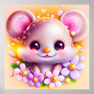 Cute Kawaii Rosa Mouse Poster