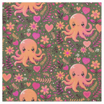 Cute kawaii rosa octopus blommigt